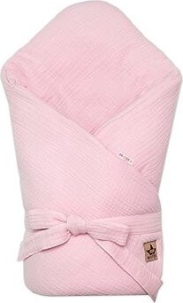 Baby Nellys Mušelínová zavinovačka na zavazování 75 × 75 cm růžová