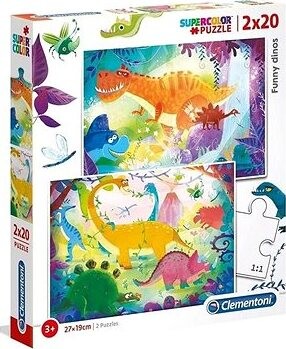 Clementoni Puzzle Zábavné dinosaury 2× 20 dielikov
