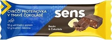 SENS Svrčková Proteínovka v tmavej čokoláde 60 g, banán & čokoláda