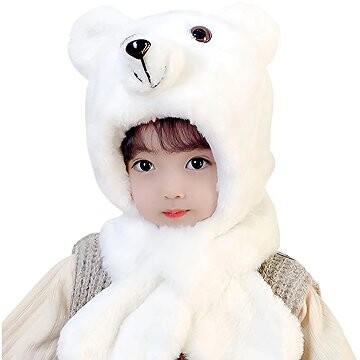 Excellent Plyšová hřejivá čepice - Lední medvěd