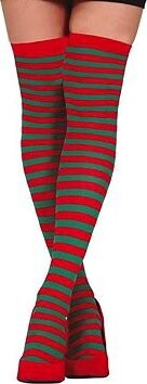 GUIRCA Vánoční pruhované nadkolenky - Elf