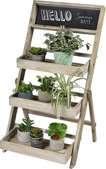 DOCHTMANN Stojan na kvety drevený 3 poschodia, popisovacia tabuľa, 43 × 45 × 78 cm