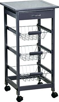 KESPER Pojazdný kuchynský regál so sklenenou pracovnou plochou 36 × 36 × 77 cm, sivý