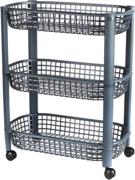 DOCHTMANN Úložný vozík pojízdný, 3 police, 46,5 × 26 × 58,8 cm, šedý