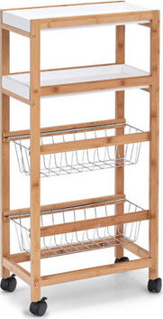 ZELLER Koupelnový regál 2 police, 2 koše, bambus, 40 × 22 × 83 cm, bílý