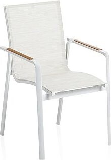 Kettler Diamond Hliníkové křeslo s teakovými područkami, bílé/krémové