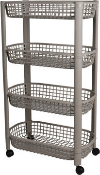 DOCHTMANN Úložný vozík pojízdný, 4 police, 46,5 × 26 × 78,8 cm, hnědý