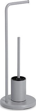 ZELLER Stojan na toaletní papír s WC štětkou, šedý kov 22 × 63 cm