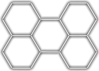 Escape6 Kompletné LED hexagónové svietidlo biele 4500 K, rozmery 5 elementov 238 × 168 cm