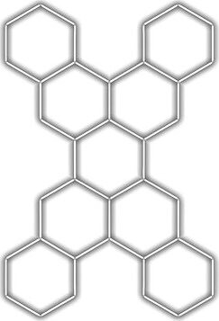 Escape6 Kompletné LED hexagónové svietidlo biele 4500 K, rozmery 9 elementov 246 × 386 cm tvar X