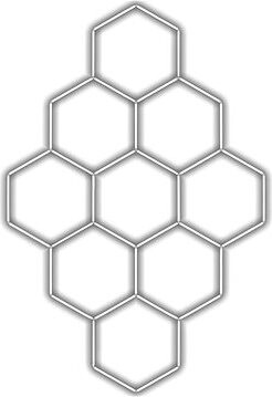 Escape6 Kompletné LED hexagónové svietidlo biele 4500 K, rozmery 9 elementov 246 × 386 cm