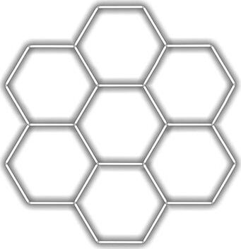 Escape6 Kompletné LED hexagónové svietidlo biele 4500 K, rozmery 7 elementov 238 × 252 cm
