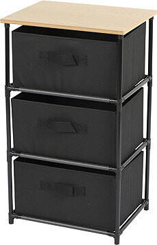 DOCHTMANN Regál s úložnými boxy, černý, 3 police, 39 × 30 × 68 cm