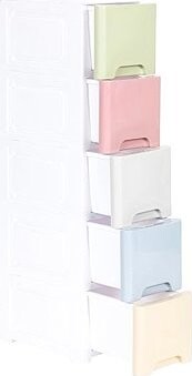 ModernHome PJJCBS0019-05A Pojízdný dětský regál na kolečkách, 5 zásuvek