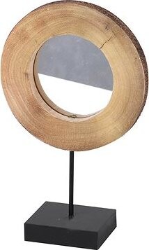 DOCHTMANN Dizajnové zrkadlo okrúhle, drevo a kov 31 × 19 × 8 cm