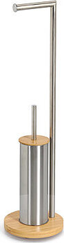 ZELLER Stojan na toaletní papír s WC štětkou, šedý kov 19 × 73 cm