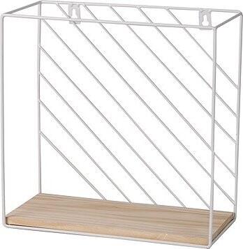 DOCHTMANN Nástenná polica štvorec 28 × 28 × 14 cm, kov, drevo, biela