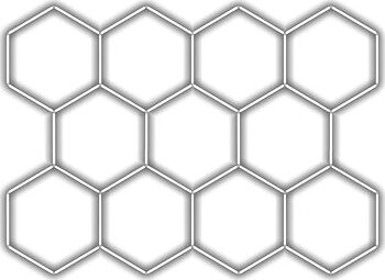 Escape6 Kompletné LED hexagónové svietidlo biele 6500 K, rozmery 11 elementov 336 × 238 cm