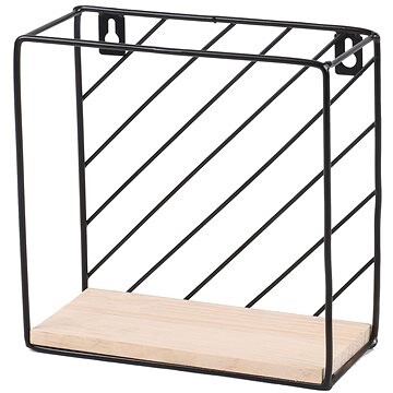 DOCHTMANN Nástenná polica štvorec 19 × 19 × 9 cm, kov, drevo, čierna