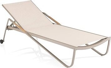 KETTLER Hliníkové lehátko DIAMOND s teakovými područkami, taupe/béžová