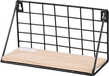 DOCHTMANN Nástenná polica obdĺžnik 25 × 10 × 14 cm, kov, drevo, čierna