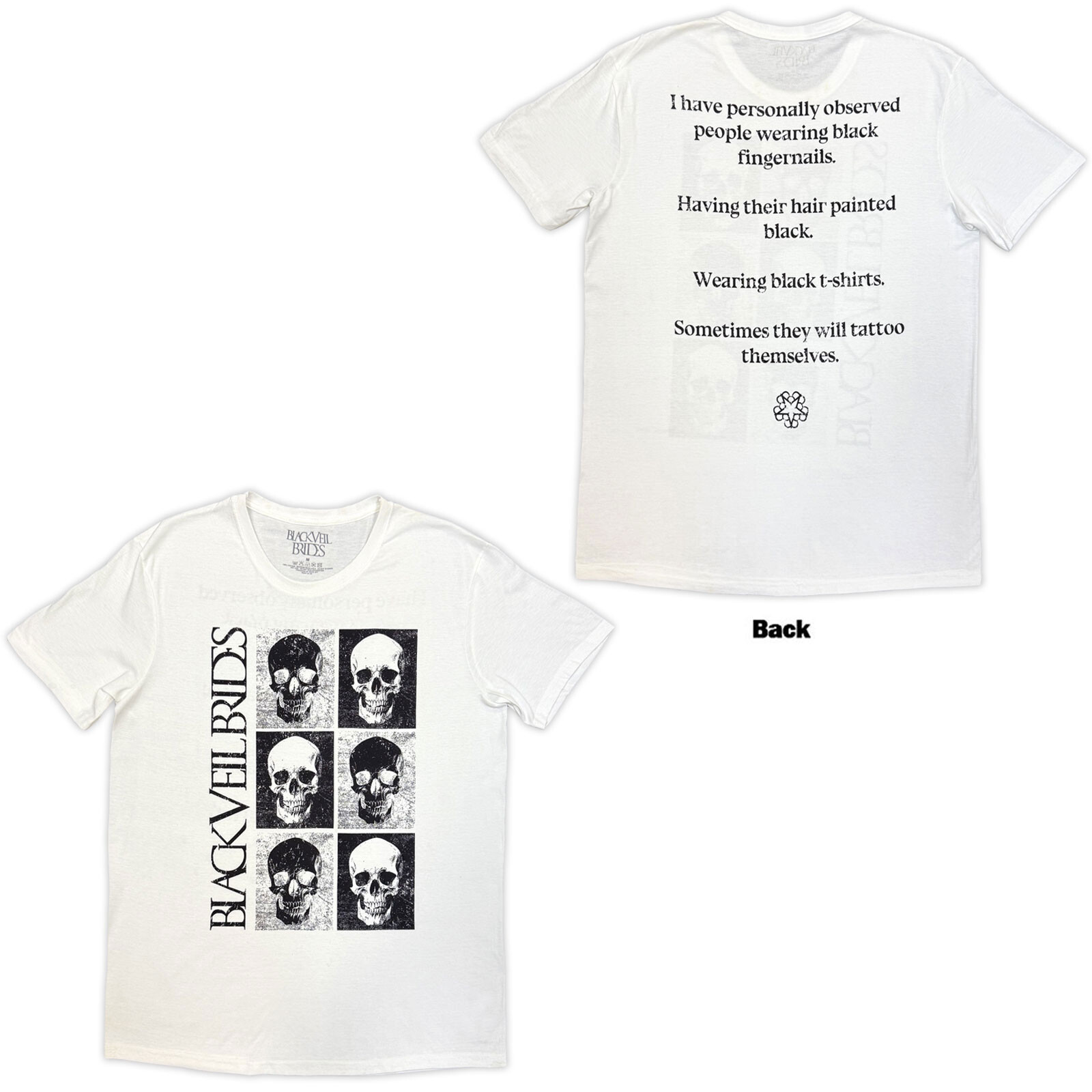 Black Veil Brides tričko Skulls Biela S