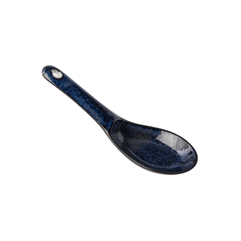Japonská lyžica na ramen INDIGO BLUE 15 cm, modrá, keramika, MIJ