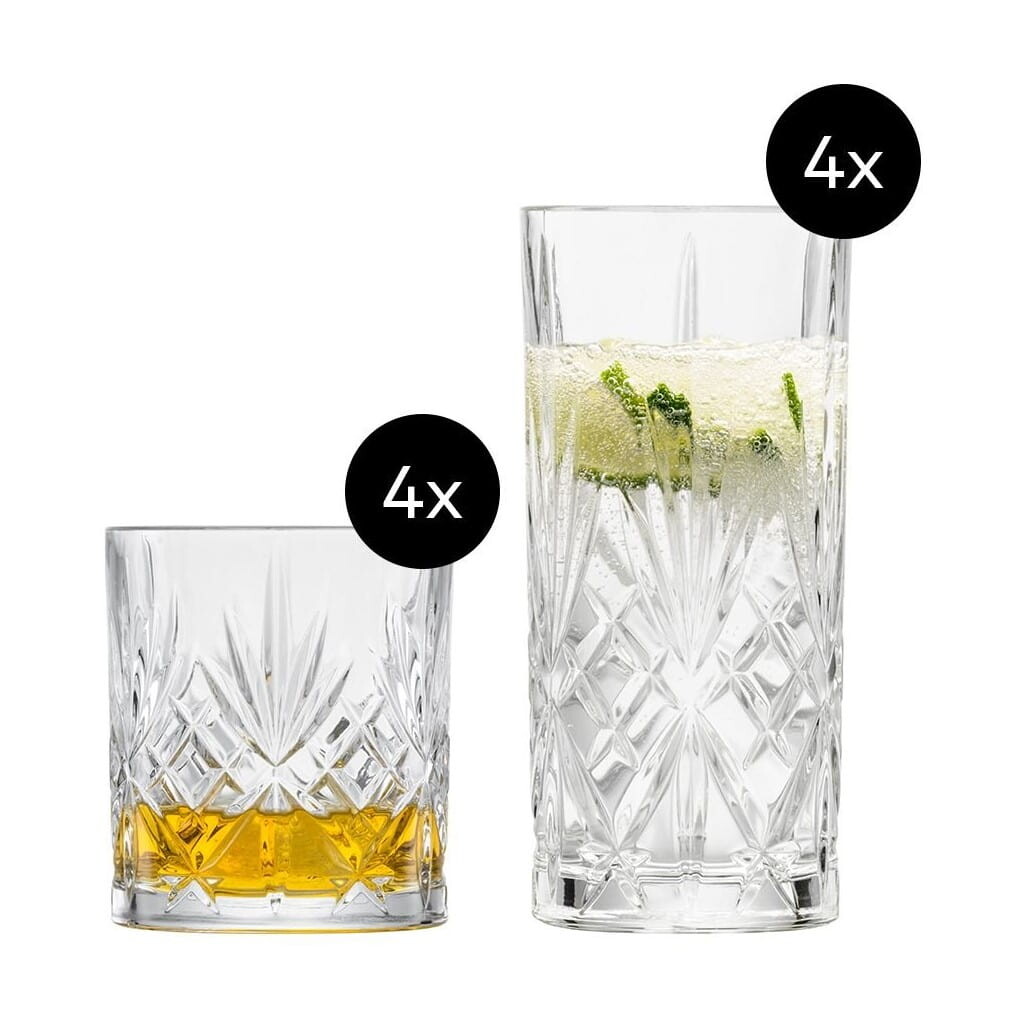 Pohár na long drink SHOW 368 ml, s pohármi na whisky, sada 8 ks, Zwiesel Glas