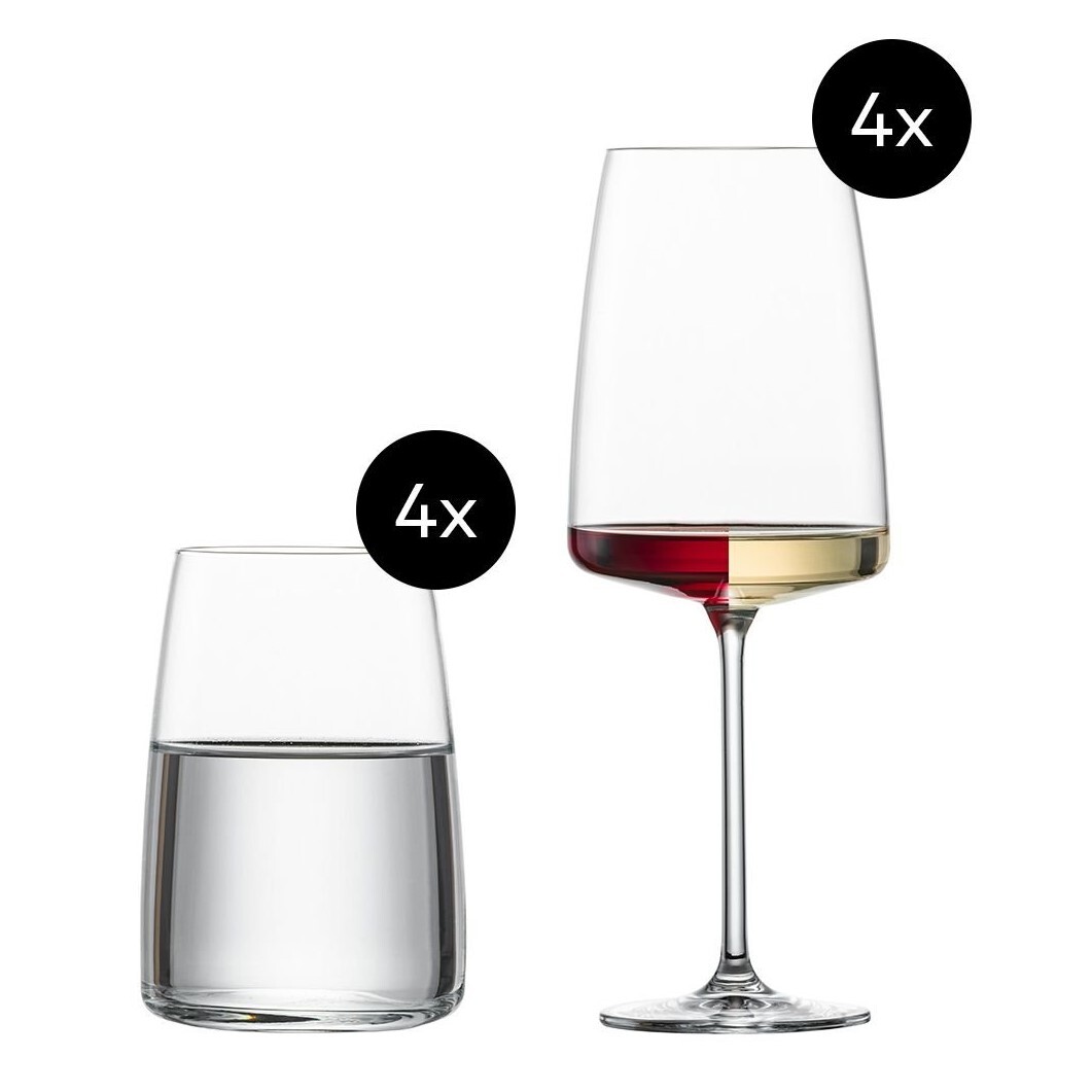 Poháre na víno VIVID SENSES 535 ml, s pohármi na vodu, sada 8 ks, Zwiesel Glas