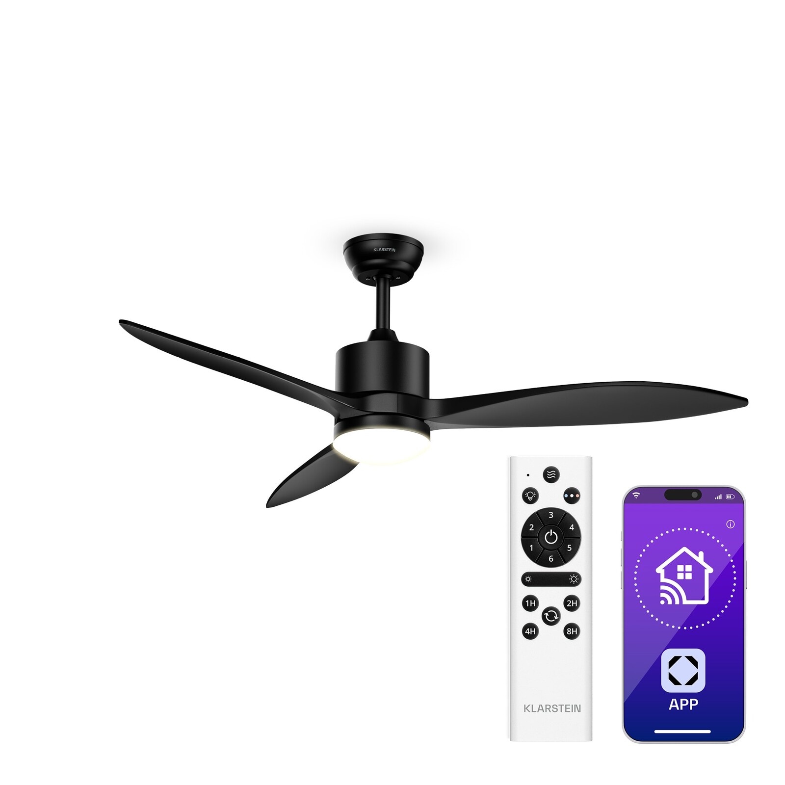 Klarstein SkyBreeze inteligentný stropný ventilátor so svetlom | 132 cm | 27 W | Tichý | LED | Drevo