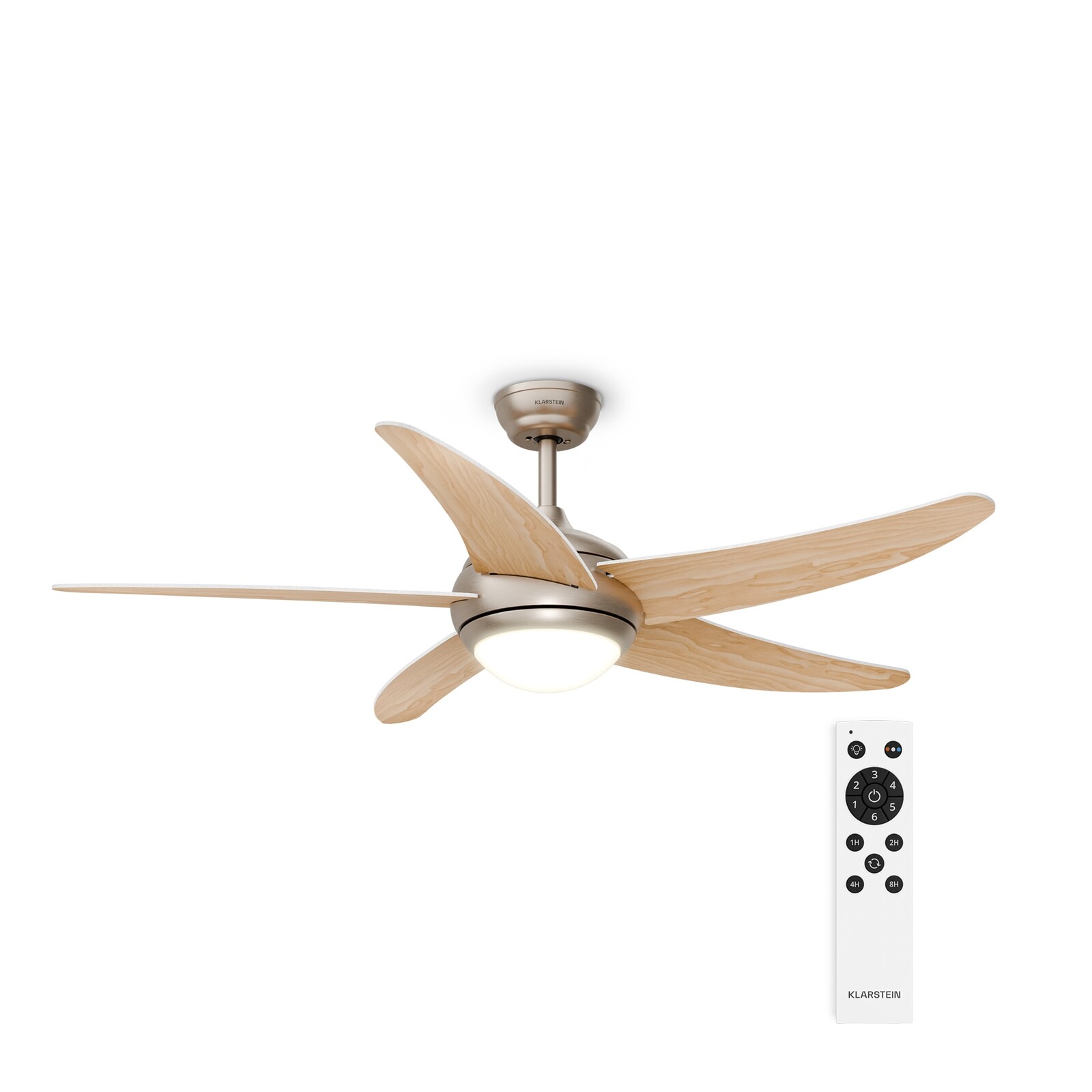 Klarstein Bolero stropný ventilátor so svetlom | 132 cm | 35 W | Tichá prevádzka | Drevo