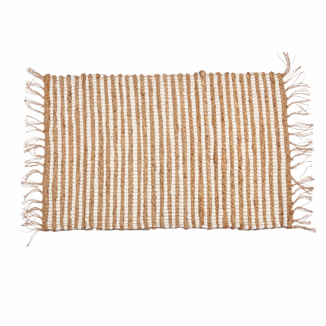 Jutový koberec FRINGE 60x90 cm béžový/bílý