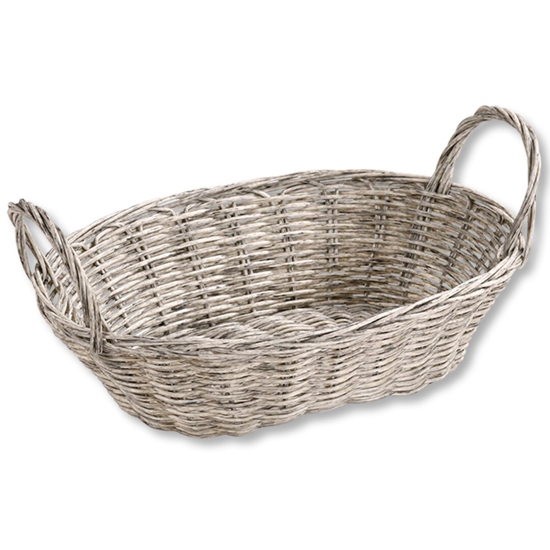 Oválný košík HARVEST 28x21 cm šedý