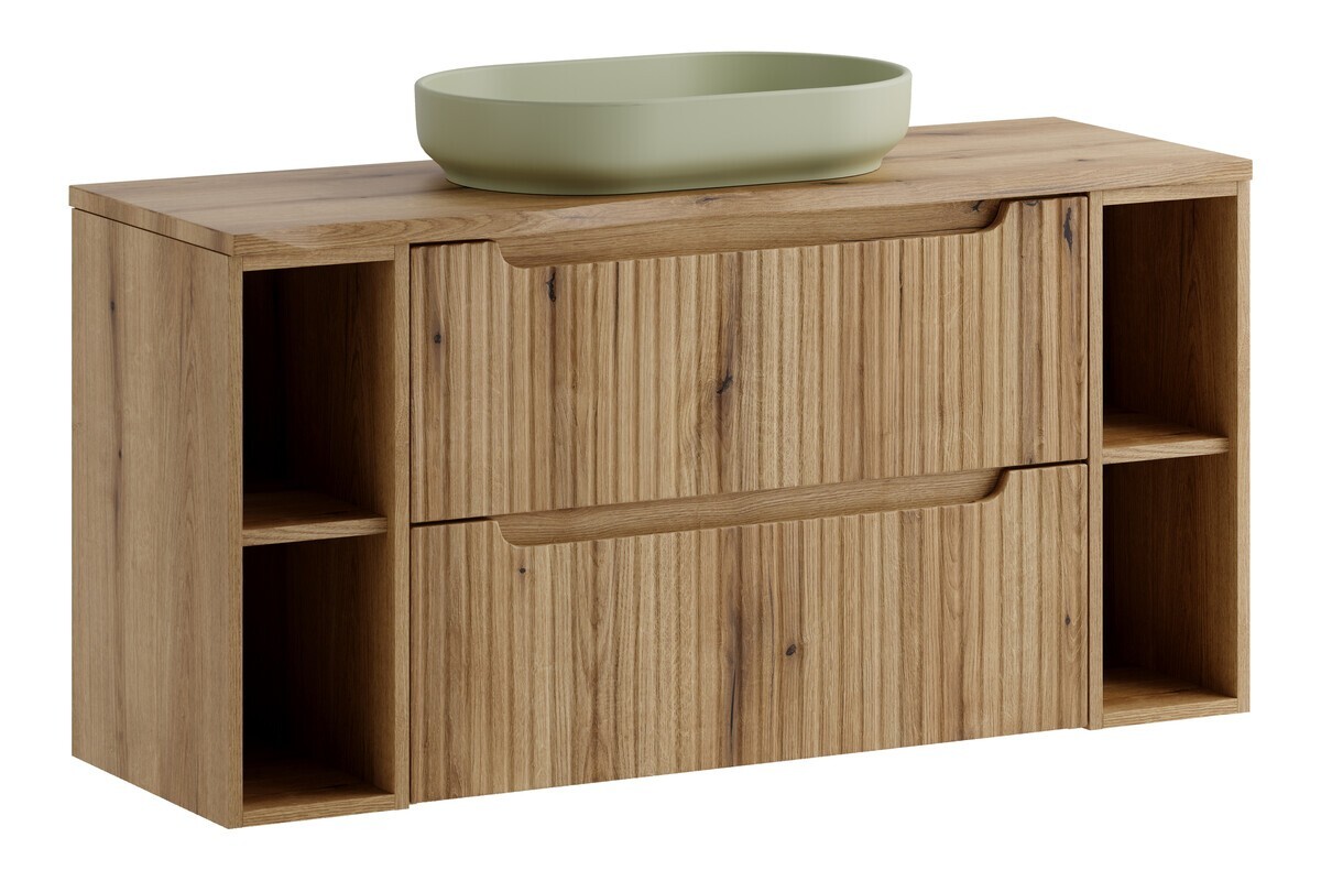 Závěsná skříňka Nova River s deskou a umyvadlem 120 cm dub coast evoke