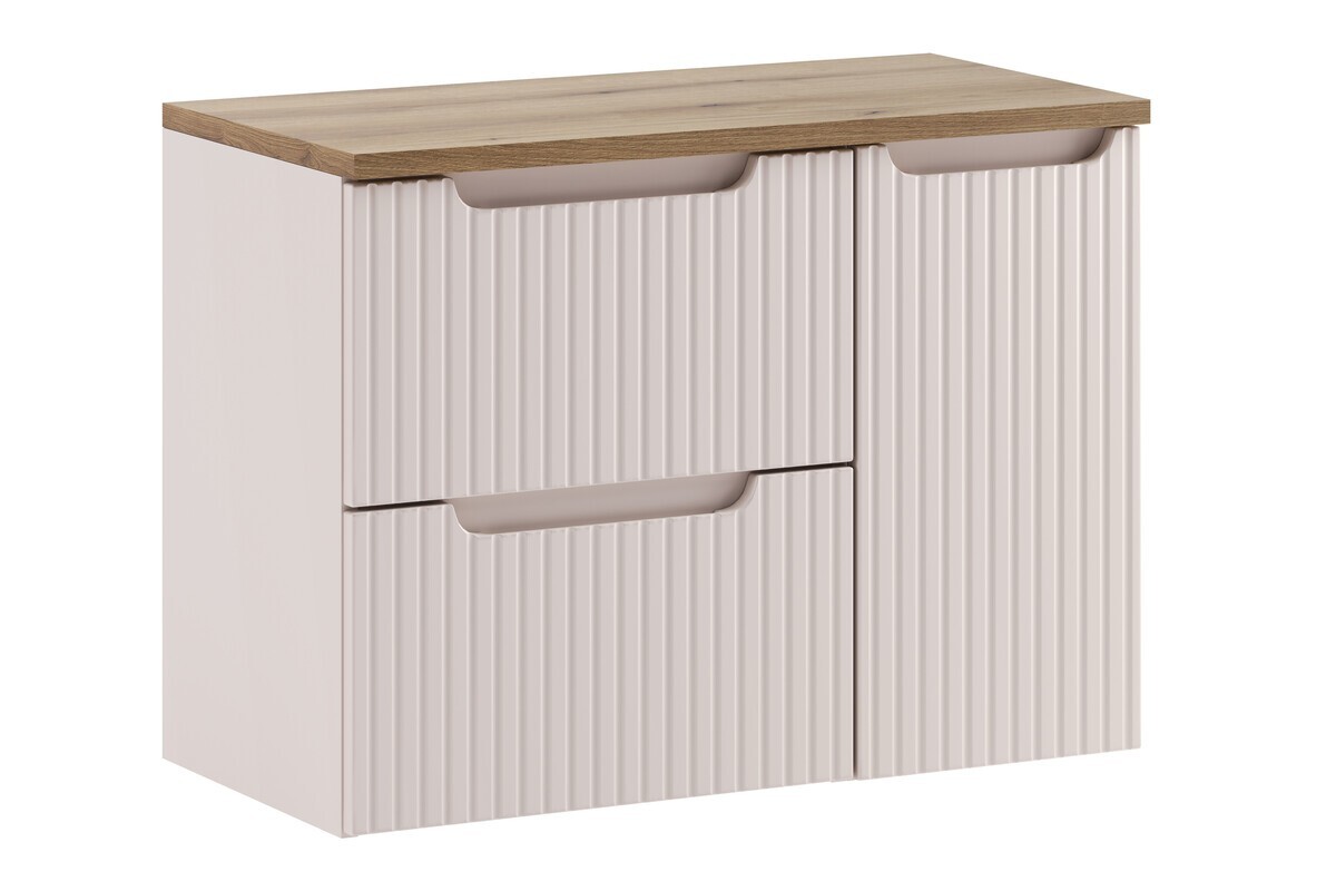 Závěsná skříňka pod umyvadlo Nova Cashmere I s deskou 80 cm kašmírová/dub evoke