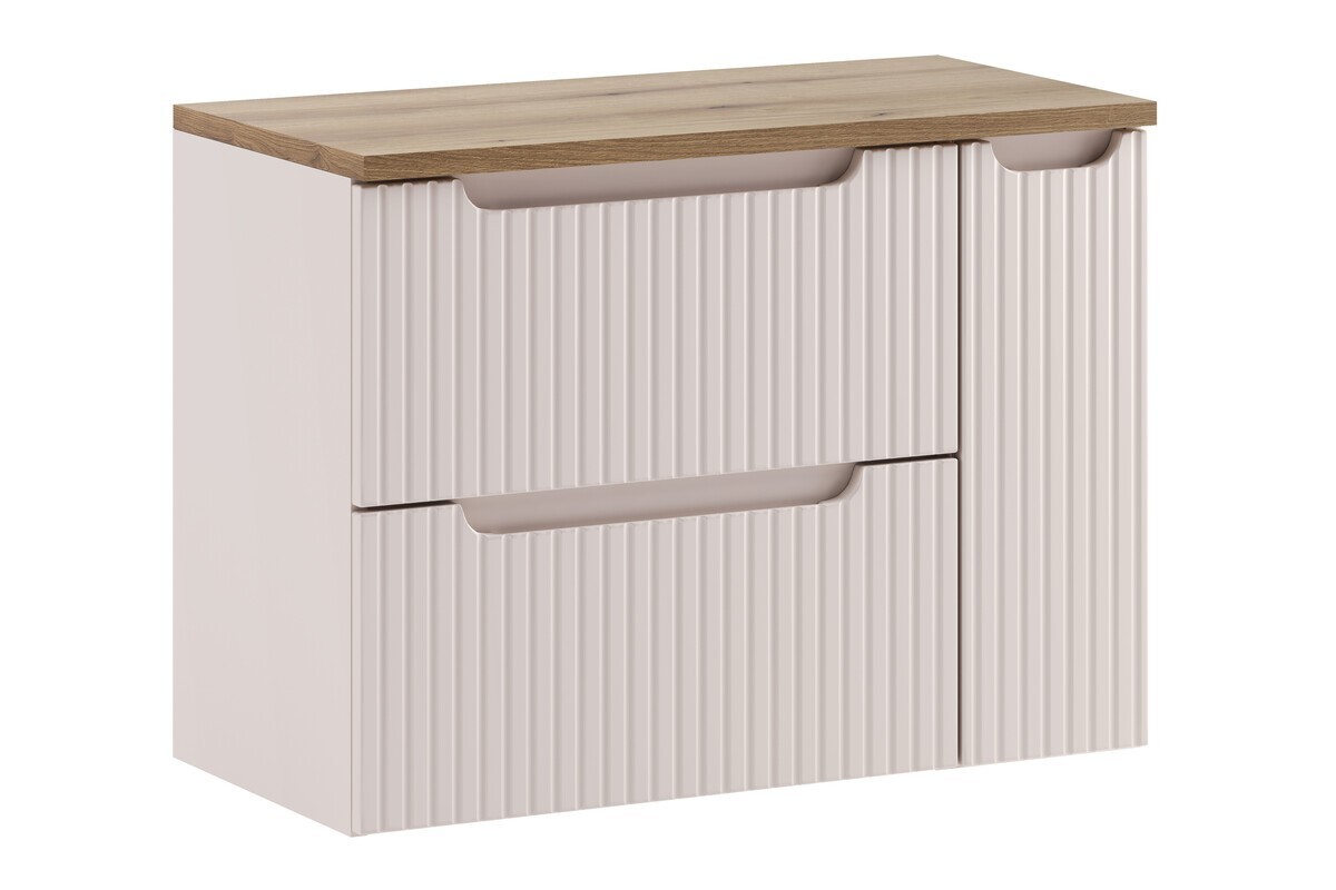 Závěsná skříňka pod umyvadlo Nova Cashmere II s deskou 80 cm kašmírová/dub evoke