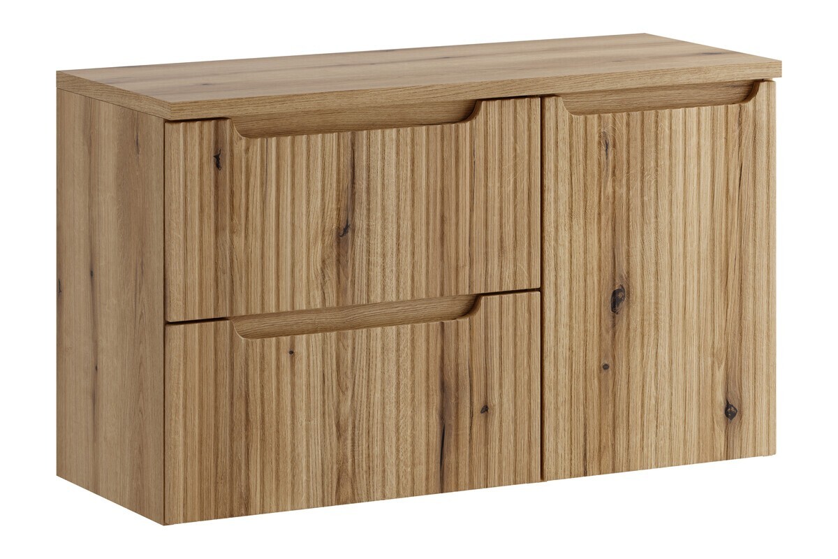 Závěsná skříňka pod umyvadlo Nova s deskou a košem na prádlo 100 cm dub coast evoke