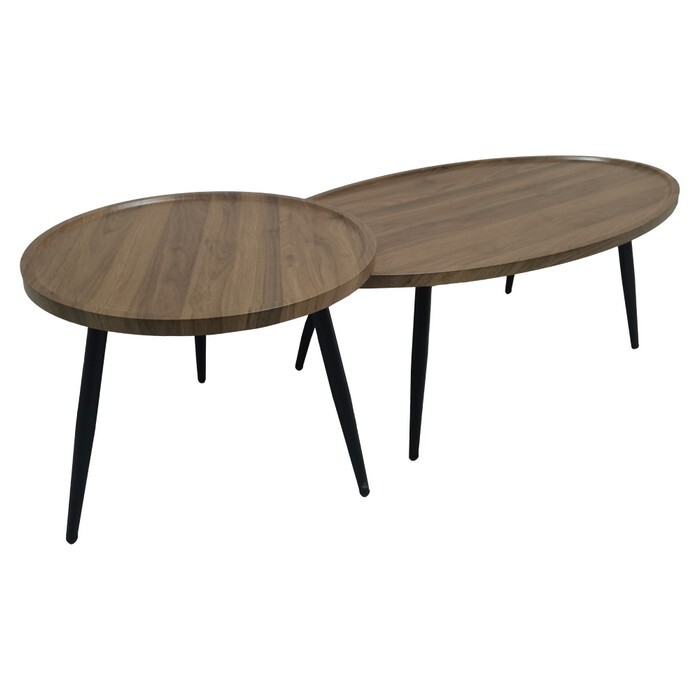 KONDELA Silvio okrúhly konferenčný stolík (2 ks) dub / čierna