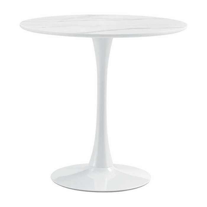 KONDELA Lorian 80 okrúhly jedálenský stôl svetlý mramor / biela