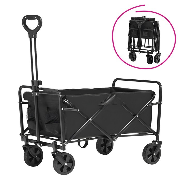 KONDELA Karil skladací záhradný vozík čierna