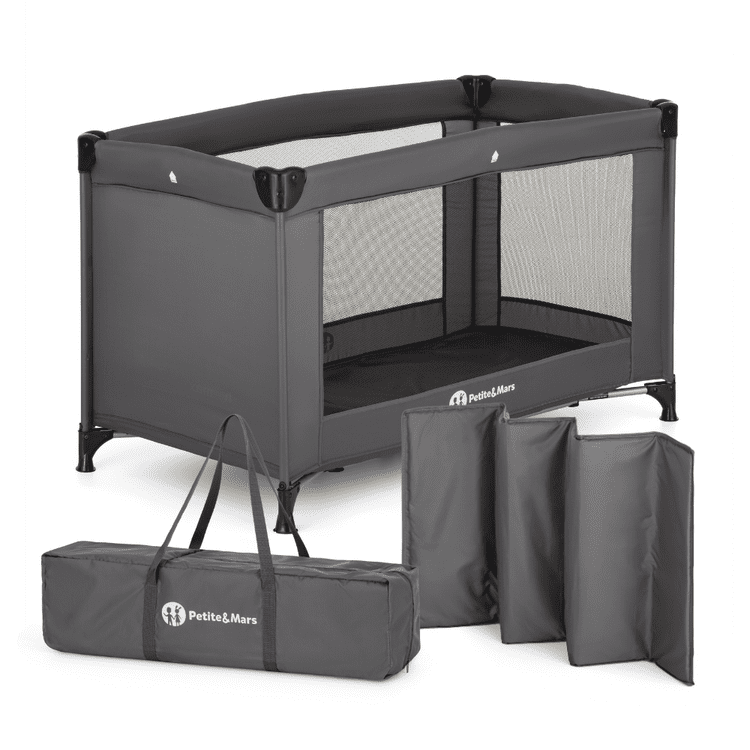 PETITE&MARS Postieľka cestovná Koot Lite, Dark Grey