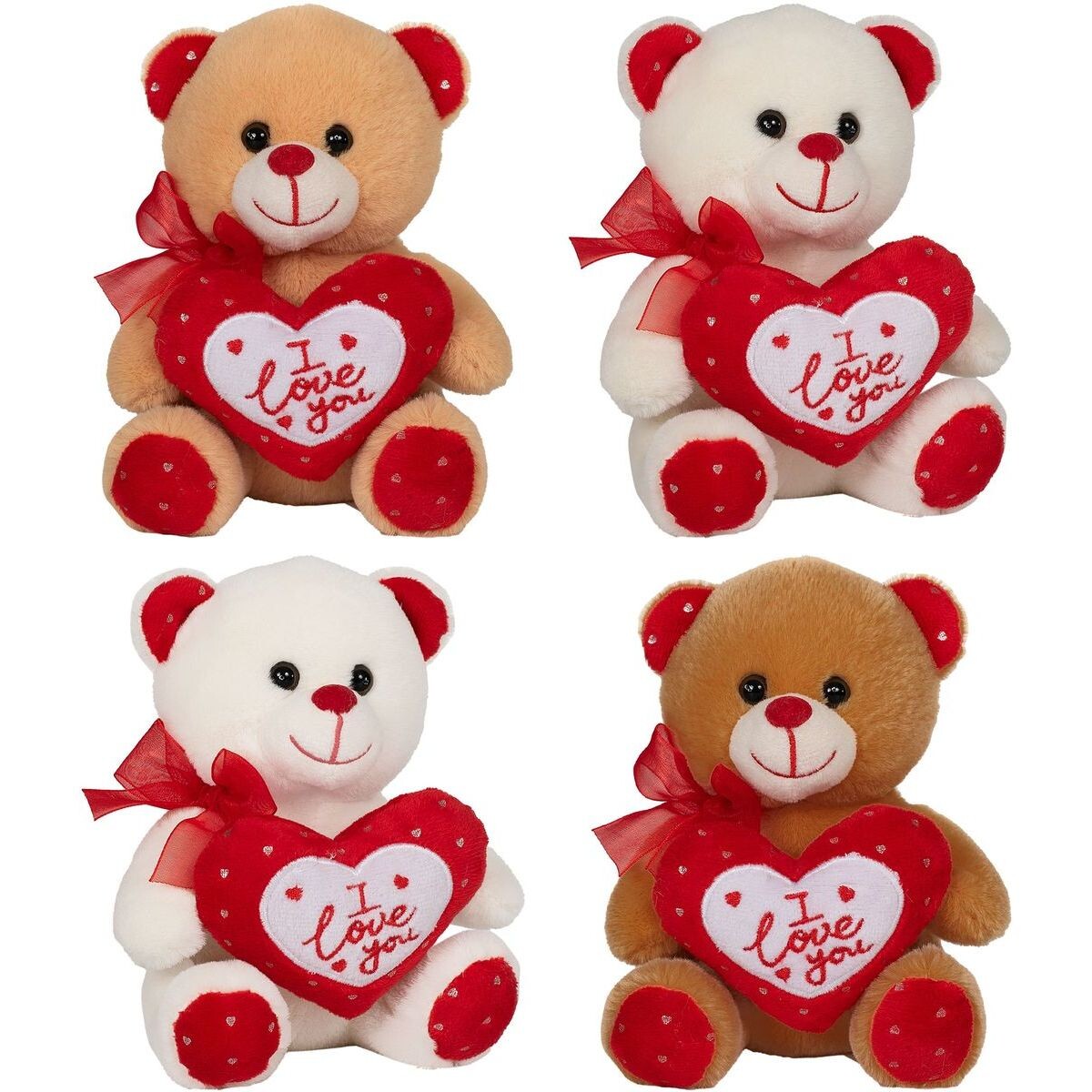 Plyšový Valentýsky medveď so srdiečkom I love you 15 cm hnědý