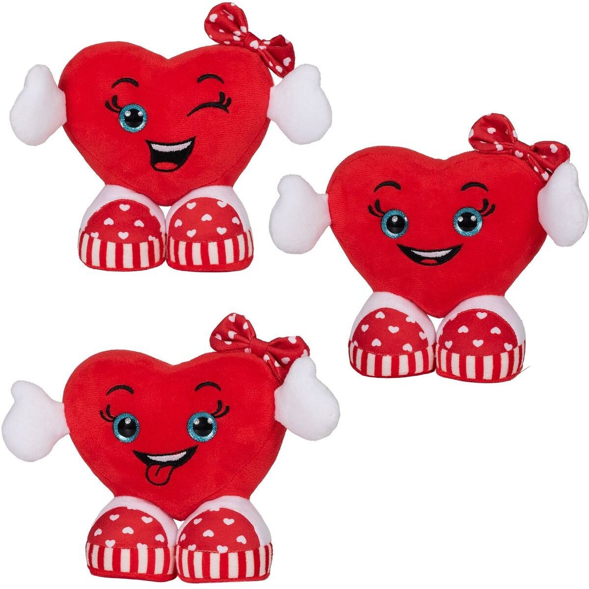Plyšové Valentínske srdce s rúčkami a teniskami 15 cm Mrkající