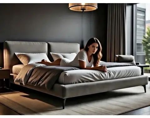 Posteľ Verde 180x200 cm, holubí šedá štruktúrovaná látka%