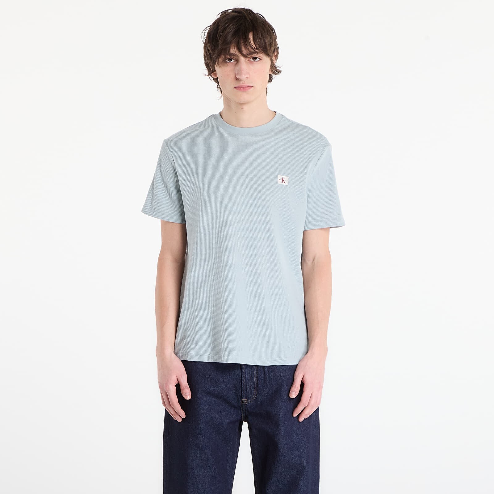Tričko Calvin Klein Jeans Ss Waffle Badge Crew Tee Gray S