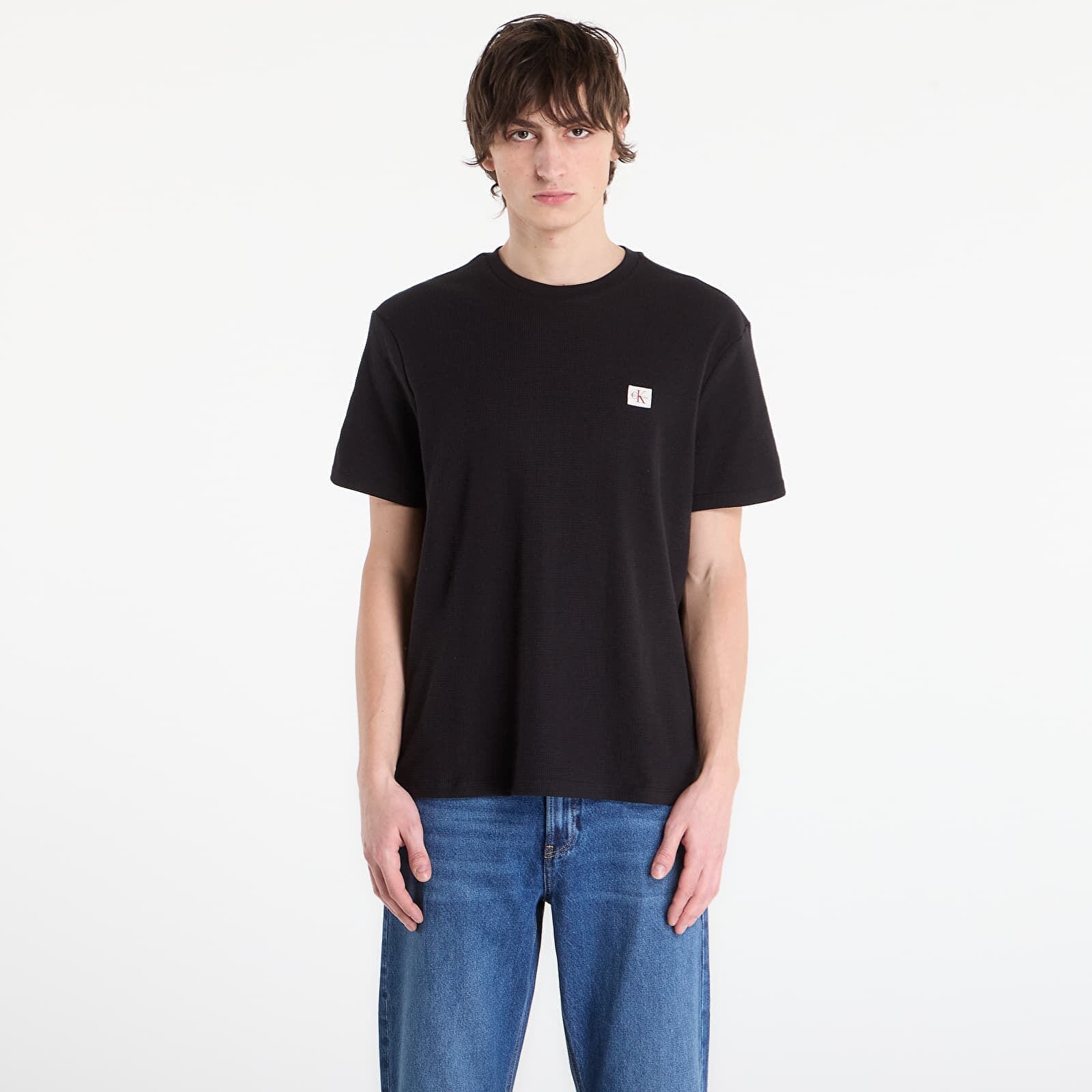 Tričko Calvin Klein Jeans Ss Waffle Badge Crew Tee Black M
