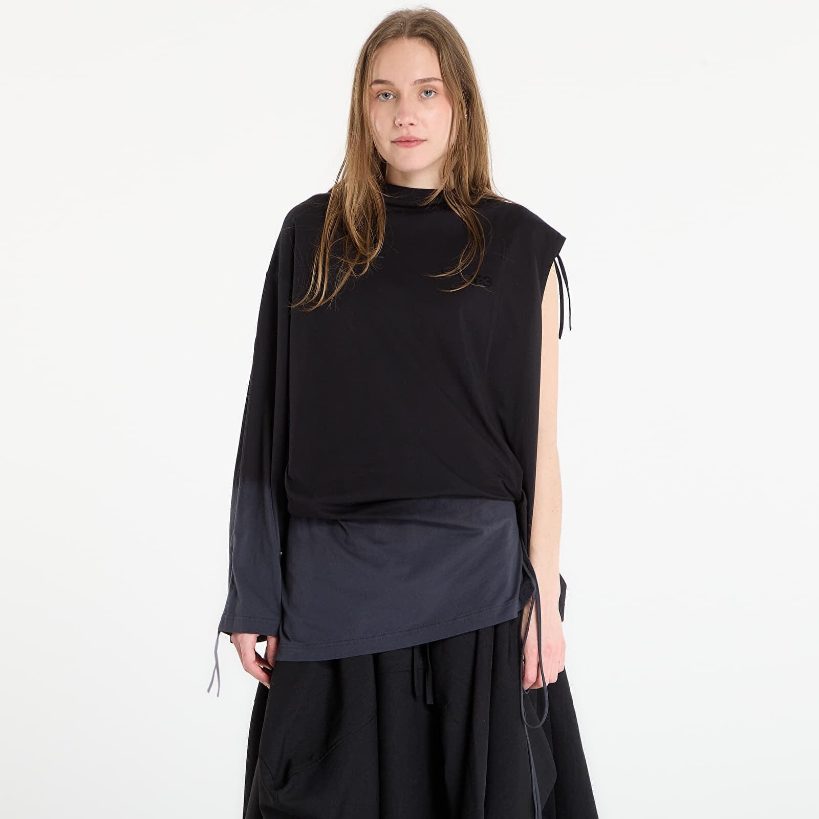 Tričko Y-3 Dip Dye Cinched Drape T-Shirt Black S