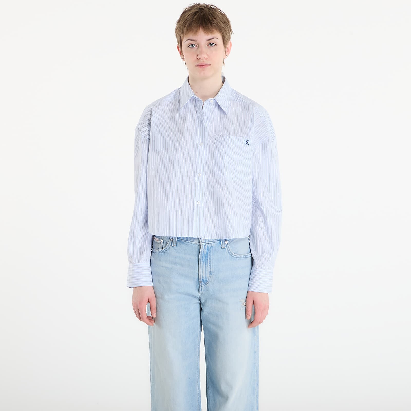 Košeľa Calvin Klein Jeans Yarndye Cotton Poplin Shirt Blue L