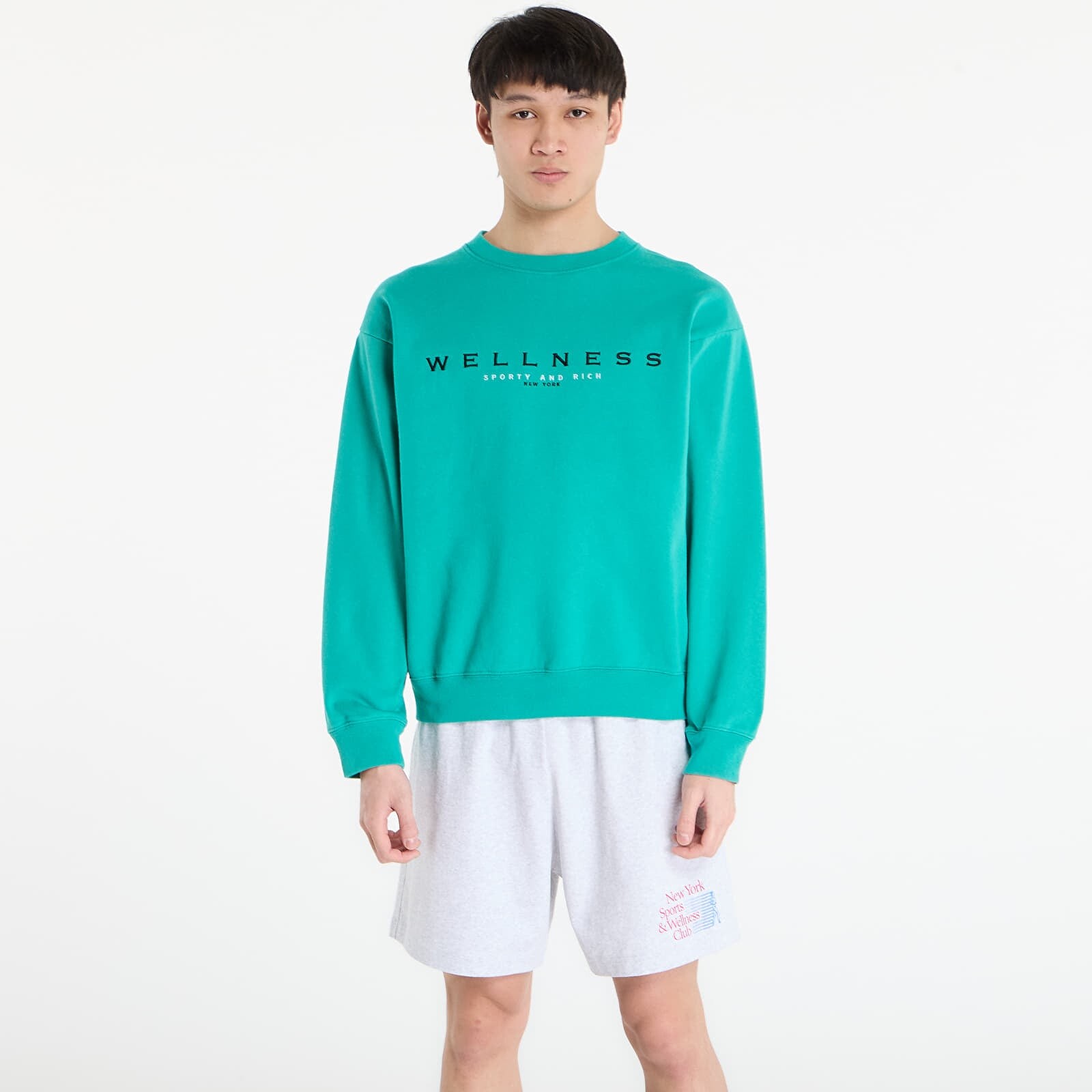 Mikina Sporty & Rich Spellout Embroidered Crewneck UNISEX Spring Green S