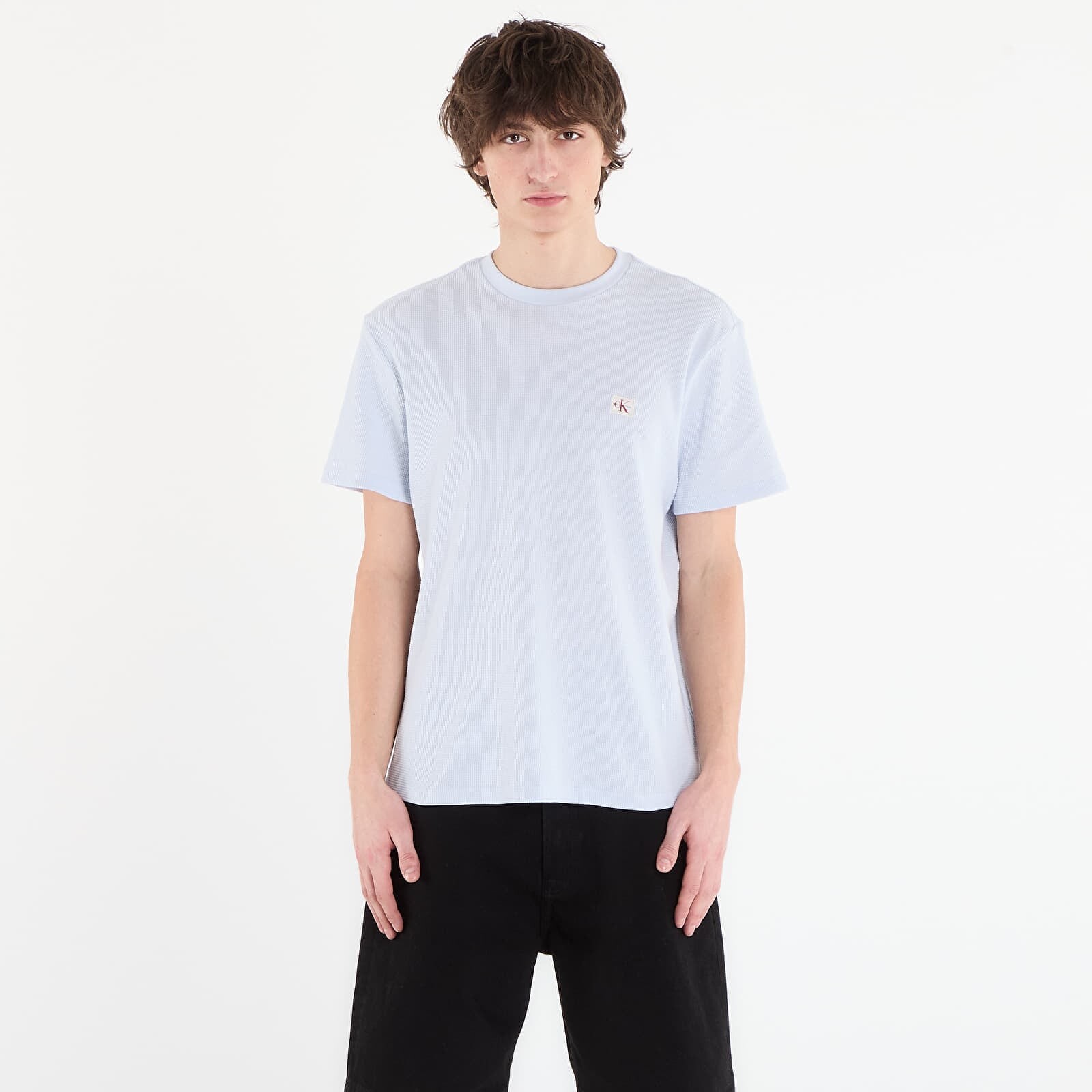 Tričko Calvin Klein Jeans Ss Waffle Badge Crew Tee Blue M